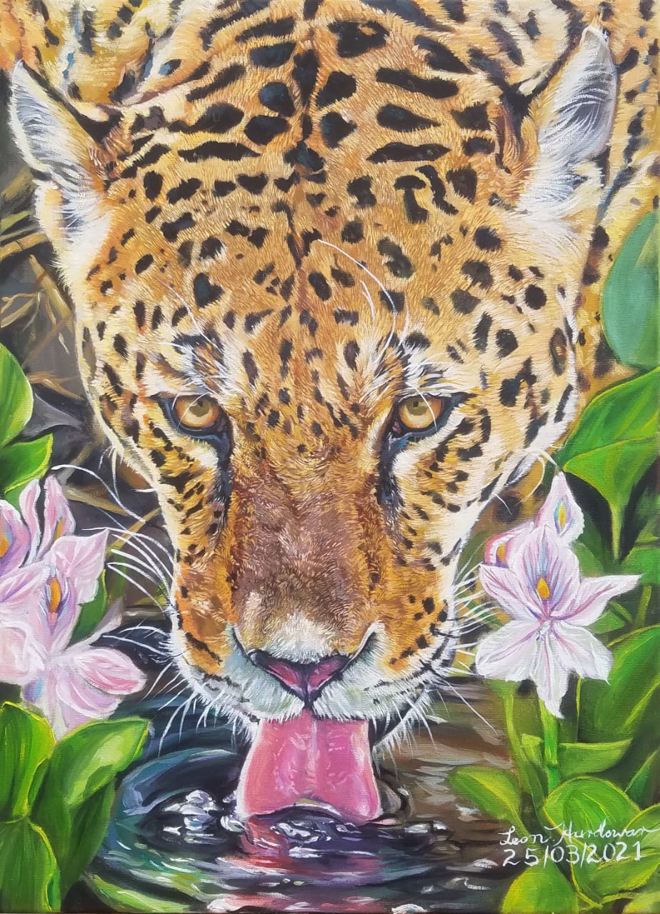 Canvas Painting of Jaguar – By Leon Hardowar – Things Guyana